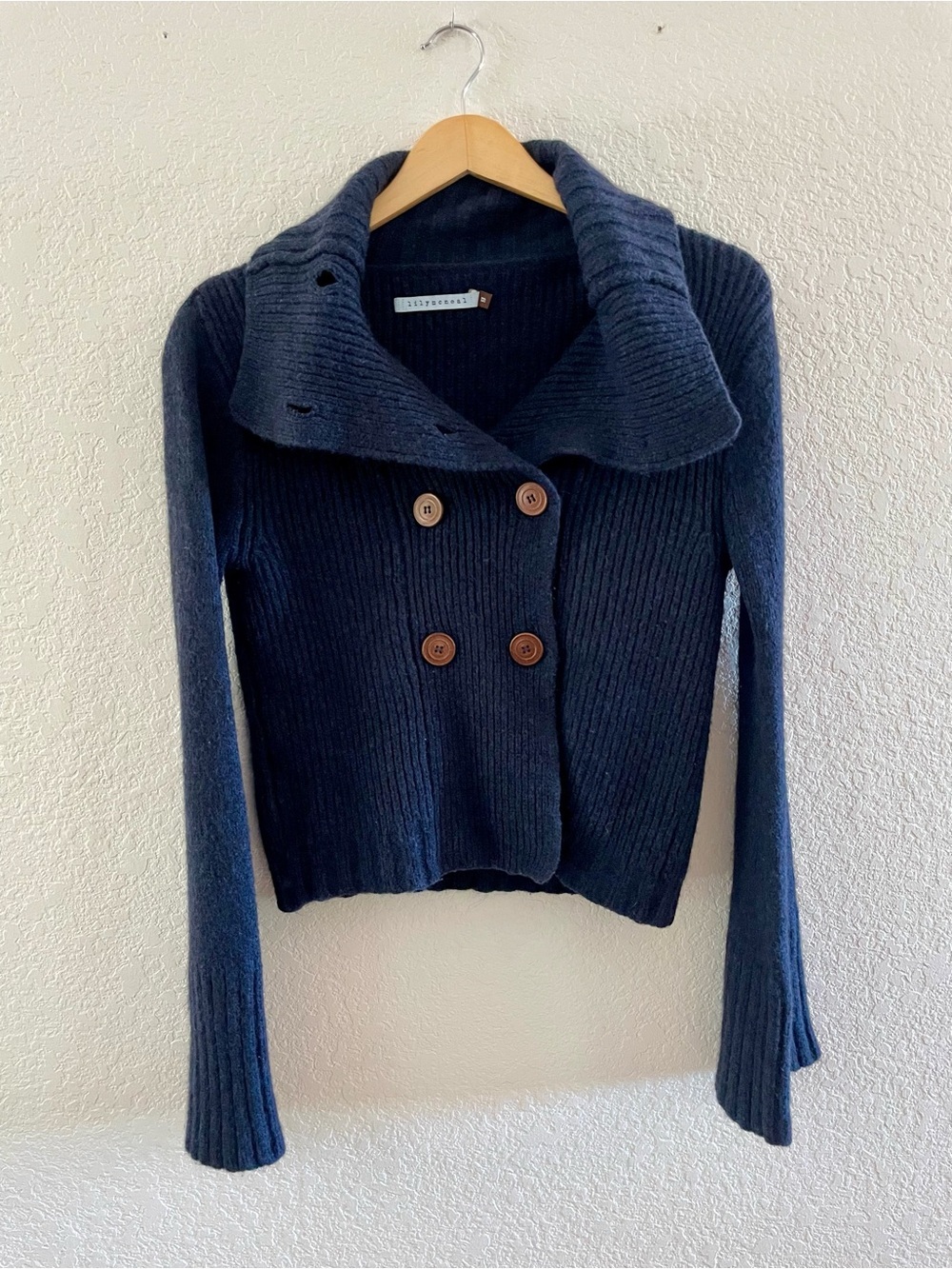 Lily McNeal Merino Alpaca Cropped Cardigan Cowl Neck Bell Sleeve Sz M EUC - Picture 4 of 10